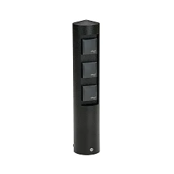 Outdoor Steckdosensäule Typ Nr. 2102, 3-fach, IP44, ohne Schaltfunktion, Alu-Guss, Schwarz matt