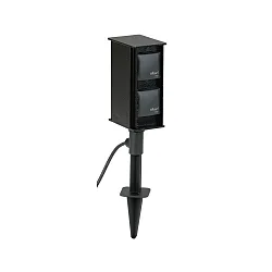Outdoor Steckdosenspieß Typ 2104, IP44, ohne Schaltfunktion, Alu-Guss, inkl. 250cm Steckerkabel, schwarz, 4-fach