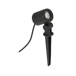Spießstrahler Typ Nr. 2197, IP54, GU10 PAR16, schwenkbar, fokussierbar 21-40°, Alu-Guss, inkl. Steckerkabel, schwarz matt