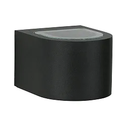 LED Outdoor Wall Spot Type No. 2340 - 2-sided, wide/wide, round, IP44, 230V AC/DC, 6W 3000K 660lm, lens clear, glass, black