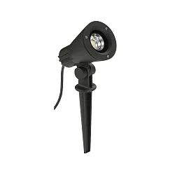 LED Spieß-Strahler Typ Nr. 2354, IP54, 8W 3000K 800lm 30°, verstellbar, dimmbar, mit Steckerkabel, Schwarz matt