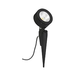 LED Spießstrahler Typ Nr. 2390, IP54, 12W 3000K 1200lm 30°, dreh- und schwenkbar, dimmbar, Alu-Guss / Glas, Schwarz matt