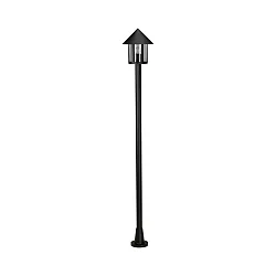 Mastleuchte Landhaus Kegeldach modern 1-flammig Typ Nr. 4127, Höhe 183cm, IP44, E27 QA55, Alu-Guss / Acryl klar, Schwarz