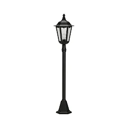 Wegeleuchte Landhausstil Typ Nr. 4142, Höhe 115cm, E27 QA55 max.57W, Alu-Guss / Kathedralglas, schwarz