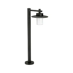 Wegeleuchte Landhausstil Hutform Flach Typ Nr. 4152, IP44, Höhe 88.5cm, E27 QA55 max. 57W, Alu-Guss / Opalglas, Schwarz matt
