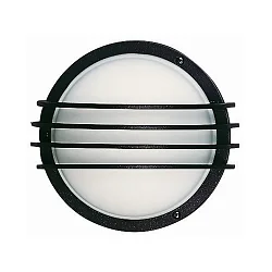 Outdoor Wand- und Deckenleuchte Typ Nr. 6047, IP44, Ø 25.5cm, E27 QA55 max. 57W, Schwarz matt / Opalglas