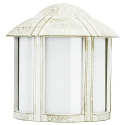 Außenwandleuchte Typ Nr. 3221, halbrund mit Dach, IP44, E27 QA55 max. 57W, Alu-Guss / Opalglas, Weiß-Gold