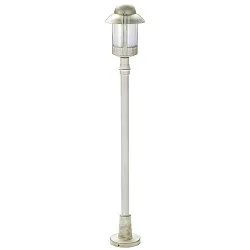 Wegeleuchte Landhausstil Nachtwächter Typ Nr. 4141, IP44, Höhe 120cm, E27 QA55 max. 57W, Alu-Guss, Weiß-Gold