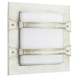 Outdoor Wand- und Deckenleuchte Typ Nr. 6262, eckig, 2 Querstreben, IP44, E27 QA55 max. 57W, Alu-Guss / Opalglas, Weiß-Gold