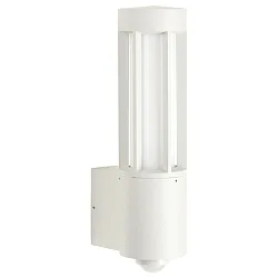 Außenwandleuchte Typ Nr. 0215 mit Bewegungsmelder (Typ Nr. 0221), IP44, E27 max. 20W, Alu-Guss / Opalglas, weiß