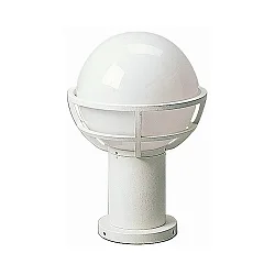 Sockelleuchte Typ Nr. 0520, mit Kugelschirm Ø 23cm, IP44, Höhe 40cm, E27 QA55 max. 57W, Alu-Guss / Opalglas, Weiß