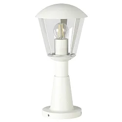 Sockelleuchte Typ Nr. 0554, IP54 IK08, Höhe 40.5cm, E27 QA55 max. 57W, Aluminium / Kunststoff klar, schlagfest, Weiß