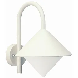 Außenwandleuchte Typ Nr. 0645 mit Bogenarm, IP44, E27 QA55 max. 57W, Alu-Guss / Opalglas, Weiß
