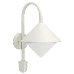 Außenwandleuchte Typ Nr. 0645 mit Bewegungsmelder (Typ Nr. 0646), IP44, E27 QA55 max. 57W, Alu-Guss / Opalglas, Weiß