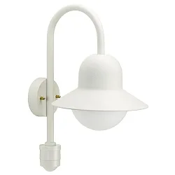 Außenwandleuchte Typ Nr. 0662 mit Bewegungsmelder (Typ Nr. 0661), IP44, E27 QA55 max. 57W, Alu-Guss / Opalglas, weiß