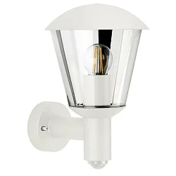 Außenwandleuchte Typ Nr. 1854, mit Bewegungsmelder (Typ Nr. 1855), IP54 IK08, E27 QA55  57W, Aluminium / klar, Weiß