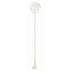 Outdoor Mastleuchte Typ Nr. 2054, Ø 30cm, Höhe 185cm, IP44, E27 A65 max. 150W, Kugel transparent, weiß