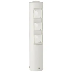 Outdoor Steckdosensäule Typ Nr. 2102, 3-fach, IP44, ohne Schaltfunktion, Alu-Guss, Weiß