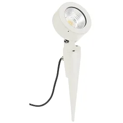 LED Spießstrahler Typ Nr. 2390, IP54, 12W 3000K 1200lm 30°, dreh- und schwenkbar, dimmbar, Alu-Guss / Glas, Weiß matt