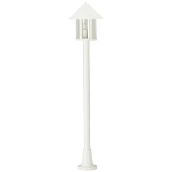 Wegeleuchte Landhaus Kegeldach modern Typ Nr. 4126, Höhe 125cm, IP44, E27 QA55 max. 57W, Alu-Guss / klar, Weiß matt