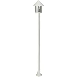 Mastleuchte Landhaus Kegeldach modern 1-flammig Typ Nr. 4127, Höhe 183cm, IP44, E27 QA55, Alu-Guss / Acryl klar, Weiß