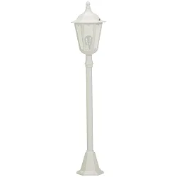 Wegeleuchte Landhausstil Typ Nr. 4142, Höhe 115cm, E27 QA55 max.57W, Alu-Guss / Kathedralglas, weiß