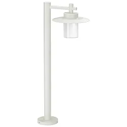 Wegeleuchte Landhausstil Hutform Flach Typ Nr. 4152, IP44, Höhe 88.5cm, E27 QA55 max. 57W, Alu-Guss / Opalglas, Weiß matt