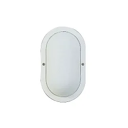 Outdoor Wall and Ceiling luminaire Type No. 6037, oval, IP44, E27 QA55 max. 57W, cast alu / opal glass, white matt