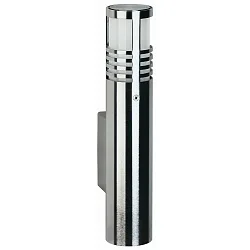 Außenwandleuchte Typ Nr. 0205, IP44, 1-flammig, G9 QT14 max. 40W, Edelstahl / Borosilikatglas satiné
