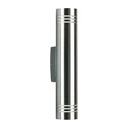 Außenwandleuchte Typ Nr. 0208, IP44, 2-flammig Up/Down, 2x G9 QT14 max. 40W, Edelstahl / Borosilikatglas satiné