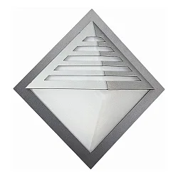 Außenwandleuchte Typ Nr. 0220, Pyramide mit Dachblende, IP44, 34.5 x 34.5cm, E27 QA55 max. 57W, Edelstahl / Opalglas