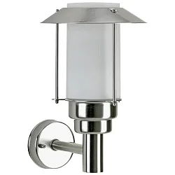 Außenwandleuchte Typ Nr. 0237, mit Pagoden-Dach, IP44, E27 QA55 max. 57W, Edelstahl /  Opalglas