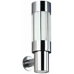 Außenwandleuchte Typ Nr. 0239 mit zusätzlichem Tiefstrahler (Typ Nr. 0243), E27 + GU10 PAR 20, Edelstahl / Opalglas