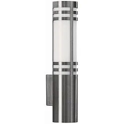 Outdoor Wall luminaire Type No. 0258, bracket below, IP44, E27 max. 20W (LED), stainless steel / opal glass