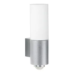 LED Outdoor Wall luminaire Type No. 0277, motion detector (Type No. 2278), IP44, 10W 3000K 900lm, cast alu, dimmable, silver