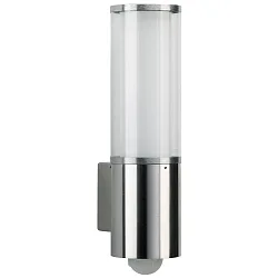 Außenwandleuchte Typ Nr. 0309 mit Bewegungsmelder (Typ Nr. 0322), IP44, E27 max. 20W (LED),  Edelstahl / Acrylglas + Opalglas