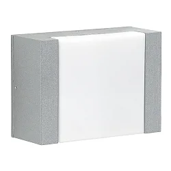 LED Außenwandleuchte Typ Nr. 0331, flacher Lichtverteiler, IP54, 5W 3000K 480lm, Alu-Guss / Acrylglas opal, dimmbar, Silber