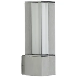 Outdoor Wall luminaire Type No. 0335, square, IP44, E27 max. 20W (LED), stainless steel matt / opal glass