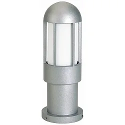 Sockelleuchte Typ Nr. 0521, IP44, Höhe 40.5cm, E27 QA55 max. 57W, Alu-Guss / Opalglas, Silber matt