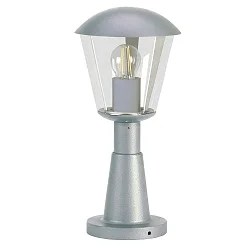 Sockelleuchte Typ Nr. 0554, IP54 IK08, Höhe 40.5cm, E27 QA55 max. 57W, Aluminium / Kunststoff klar, schlagfest, Silber