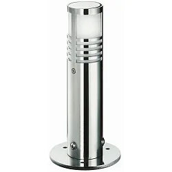 Sockelleuchte Typ Nr. 0557, IP44, Höhe 25cm, G9 QT14 max. 40W, Edelstahl / Borosilikatglas satiné