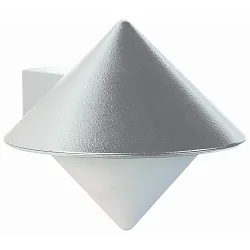 Außenwandleuchte Typ Nr. 0617 mit direkter Wandmontage, IP44, E27 QA55 max. 57W, Alu-Guss / Opalglas, Silber matt