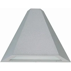 Outdoor Wall luminaire Type No. 0673, Trapezform, IP44, E27 QA55 max. 57W, cast alu / glass insert satined, silver matt