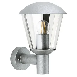 Außenwandleuchte Typ Nr. 1854, IP54 IK08, E27 QA55 max. 57W, Aluminium / Kunststoff klar, schlagfest, Silber matt
