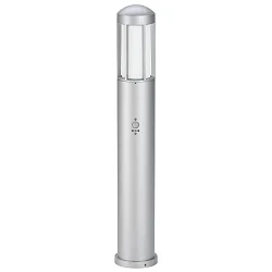 Pollerleuchte Typ Nr. 2221 mit Bewegungsmelder (Typ 2209), IP44, Höhe 90cm, E27 QA55 max. 57W, Alu-Guss / Opalglas, Silber