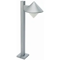 Wegeleuchte Typ Nr. 2026, Höhe 90cm, IP44, E27 QA55 max. 57W, Alu-Guss / Opalglas, Silber matt