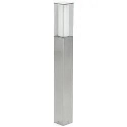 Pollerleuchte Typ Nr. 2035, eckig, IP44, Höhe 90cm, E27 max. 20W (LED), Edelstahl matt / Opalglas