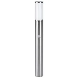 Pollerleuchte Typ Nr. 2072  mit Bewegungsmelder (Typ Nr. 2071), Höhe 90cm, E27 max. 20W,  Edelstahl / Acrylglas + Opalglas