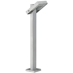 LED Pollerleuchte Typ Nr. 2091, IP54, Höhe 90cm, 16W 3000K 1600lm, schwenkbar 120°, Alu-Guss / Satinglas, Silber matt