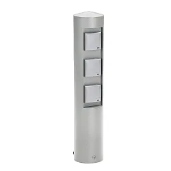 Outdoor Steckdosensäule Typ Nr. 2102, 3-fach, IP44, ohne Schaltfunktion, Alu-Guss, Edelstahl matt